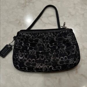 Coach Black and Silver Patterned Wristlet